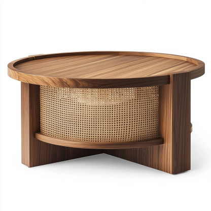 Balcony wicker Indonesian wicker small coffee table, living room real wicker round coffee table, simple new Chinese style casual coffee table - Image 5