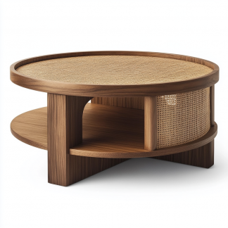 Balcony wicker Indonesian wicker small coffee table, living room real wicker round coffee table, simple new Chinese style casual coffee table