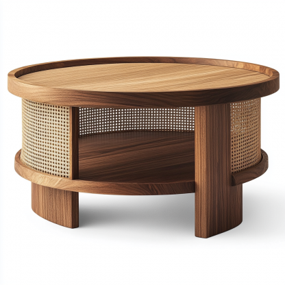 Balcony wicker Indonesian wicker small coffee table, living room real wicker round coffee table, simple new Chinese style casual coffee table - Image 2