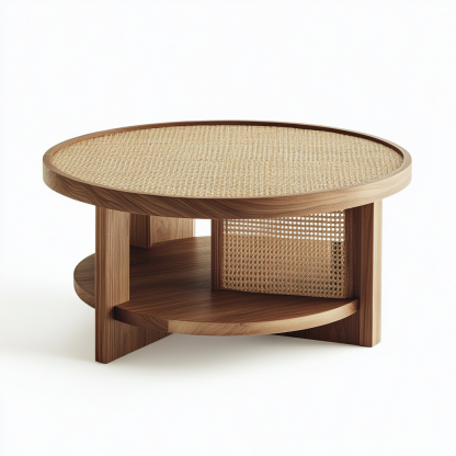 Wabi-sabi style solid wood coffee table, living room, small-sized home, round coffee table combination, homestay and hotel coffee table - Image 5