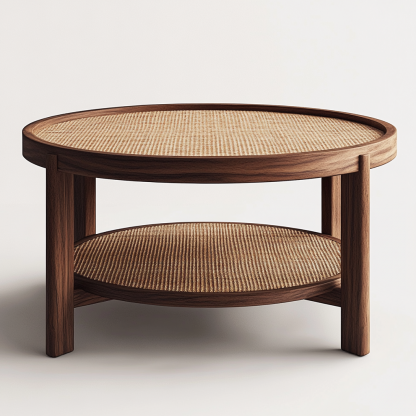 Wabi-sabi style solid wood coffee table, living room, small-sized home, round coffee table combination, homestay and hotel coffee table - Image 3