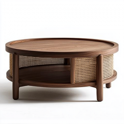 The layout features a modern, simple, light luxury and high-end designer rattan coffee table - Image 5