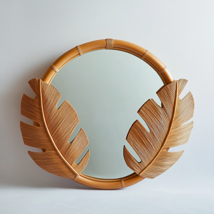 French light luxury dressing mirror, home bedroom wall-mounted decorative mirror, magnolia circular bathroom mirror - Image 9