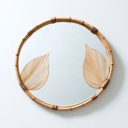 Creative straw rope decorative mirrors, hotel and homestay living room wall hanging mirrors, round makeup mirrors, wall-mounted round mirrors - Image 2