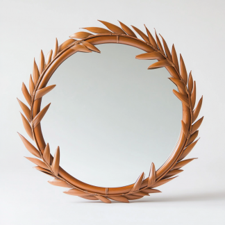 French light luxury dressing mirror, home bedroom wall-mounted decorative mirror, magnolia circular bathroom mirror