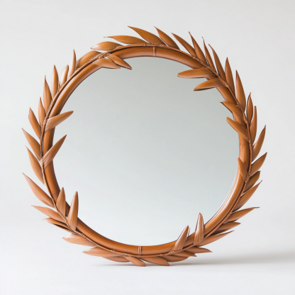 French light luxury dressing mirror, home bedroom wall-mounted decorative mirror, magnolia circular bathroom mirror
