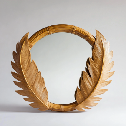 Indonesian rattan woven Chaji style decorative mirror, popular retro sunglasses, light luxury art wall hanging in a homestay - Image 4