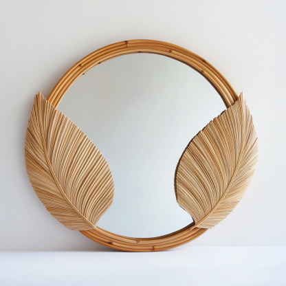 Creative straw rope decorative mirrors, hotel and homestay living room wall hanging mirrors, round makeup mirrors, wall-mounted round mirrors - Image 3