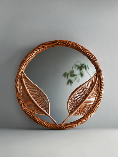 French light luxury dressing mirror, home bedroom wall-mounted decorative mirror, magnolia circular bathroom mirror - Image 10