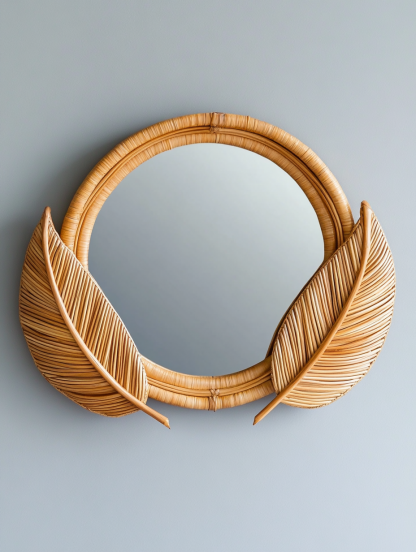 French light luxury dressing mirror, home bedroom wall-mounted decorative mirror, magnolia circular bathroom mirror - Image 9