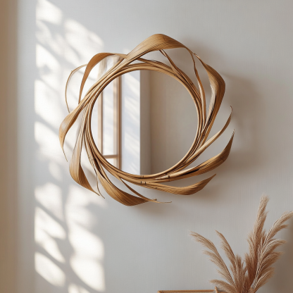 French light luxury dressing mirror, home bedroom wall-mounted decorative mirror, magnolia circular bathroom mirror - Image 6