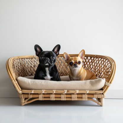 Pet bed, wicker dog bed, cat bed, American-style retro solid wood animal house furniture, Teddy Bichon Frise dog mattress - Image 9