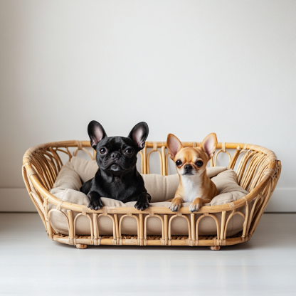 Pet bed, wicker dog bed, cat bed, American-style retro solid wood animal house furniture, Teddy Bichon Frise dog mattress - Image 7