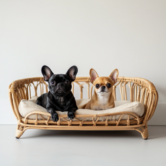 Pet bed, wicker dog bed, cat bed, American-style retro solid wood animal house furniture, Teddy Bichon Frise dog mattress