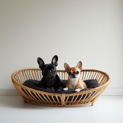 Pet bed, wicker dog bed, cat bed, American-style retro solid wood animal house furniture, Teddy Bichon Frise dog mattress - Image 9