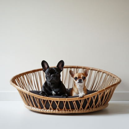 Pet bed, wicker dog bed, cat bed, American-style retro solid wood animal house furniture, Teddy Bichon Frise dog mattress - Image 7