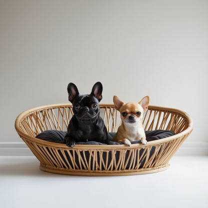 Pet bed, wicker dog bed, cat bed, American-style retro solid wood animal house furniture, Teddy Bichon Frise dog mattress - Image 6