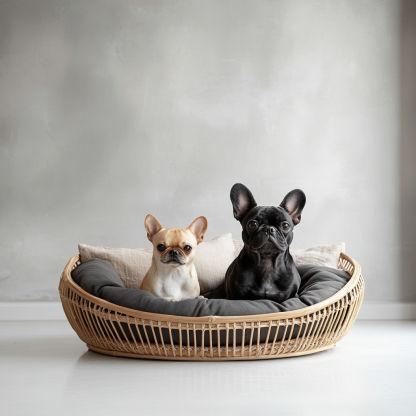 Pet bed, wicker dog bed, cat bed, American-style retro solid wood animal house furniture, Teddy Bichon Frise dog mattress - Image 9
