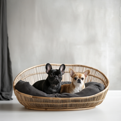 Pet bed, wicker dog bed, cat bed, American-style retro solid wood animal house furniture, Teddy Bichon Frise dog mattress - Image 8