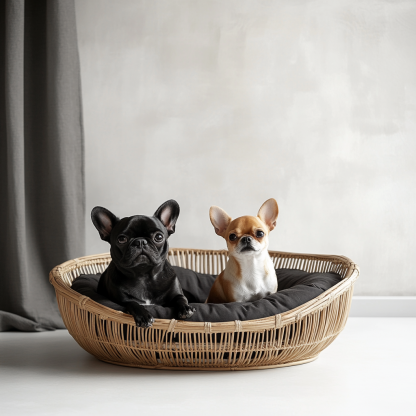 Pet bed, wicker dog bed, cat bed, American-style retro solid wood animal house furniture, Teddy Bichon Frise dog mattress - Image 7