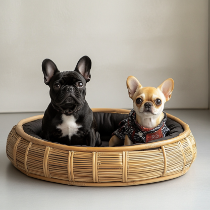Pet bed, wicker dog bed, cat bed, American-style retro solid wood animal house furniture, Teddy Bichon Frise dog mattress - Image 9