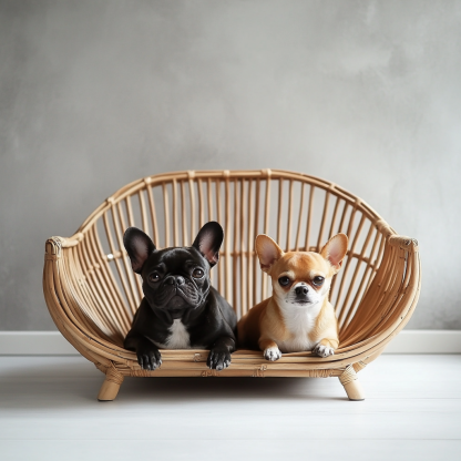 Pet bed, wicker dog bed, cat bed, American-style retro solid wood animal house furniture, Teddy Bichon Frise dog mattress - Image 7