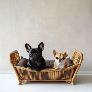 Pet bed, wicker dog bed, cat bed, American-style retro solid wood animal house furniture, Teddy Bichon Frise dog mattress