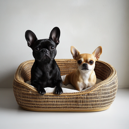 Pet bed, wicker dog bed, cat bed, American-style retro solid wood animal house furniture, Teddy Bichon Frise dog mattress - Image 9