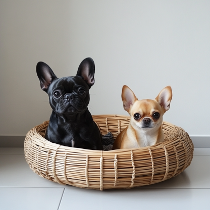 Pet bed, wicker dog bed, cat bed, American-style retro solid wood animal house furniture, Teddy Bichon Frise dog mattress - Image 8