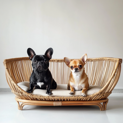 Pet bed, wicker dog bed, cat bed, American-style retro solid wood animal house furniture, Teddy Bichon Frise dog mattress - Image 6