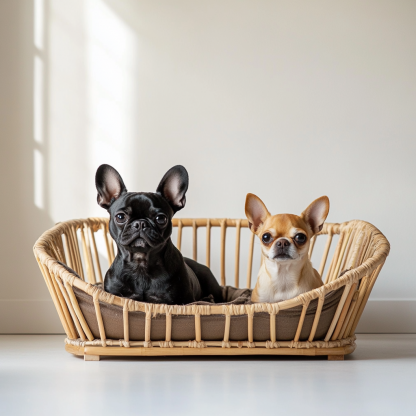 Pet bed, wicker dog bed, cat bed, American-style retro solid wood animal house furniture, Teddy Bichon Frise dog mattress - Image 9