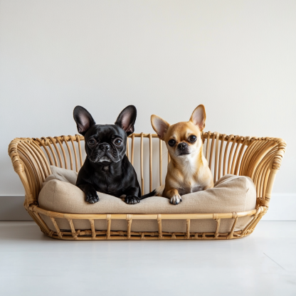 Pet bed, wicker dog bed, cat bed, American-style retro solid wood animal house furniture, Teddy Bichon Frise dog mattress - Image 8