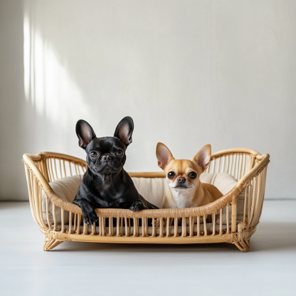 Pet bed, wicker dog bed, cat bed, American-style retro solid wood animal house furniture, Teddy Bichon Frise dog mattress - Image 7