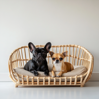 Pet bed, wicker dog bed, cat bed, American-style retro solid wood animal house furniture, Teddy Bichon Frise dog mattress