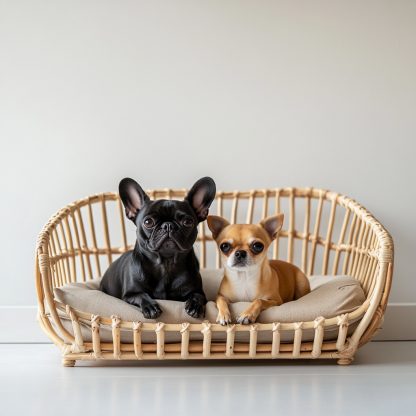 Pet bed, wicker dog bed, cat bed, American-style retro solid wood animal house furniture, Teddy Bichon Frise dog mattress