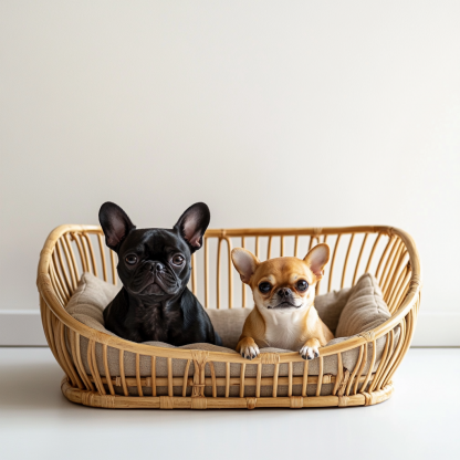 Pet bed, wicker dog bed, cat bed, American-style retro solid wood animal house furniture, Teddy Bichon Frise dog mattress - Image 9
