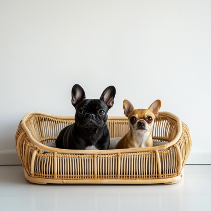 Pet bed, wicker dog bed, cat bed, American-style retro solid wood animal house furniture, Teddy Bichon Frise dog mattress - Image 8