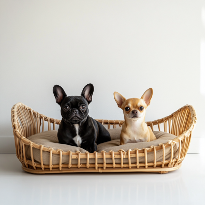 Pet bed, wicker dog bed, cat bed, American-style retro solid wood animal house furniture, Teddy Bichon Frise dog mattress - Image 7