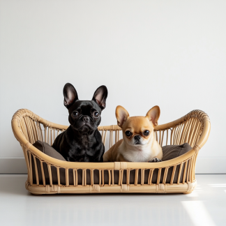 Pet bed, wicker dog bed, cat bed, American-style retro solid wood animal house furniture, Teddy Bichon Frise dog mattress