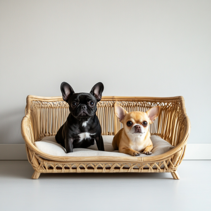 Pet bed, wicker dog bed, cat bed, American-style retro solid wood animal house furniture, Teddy Bichon Frise dog mattress - Image 9