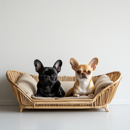 Pet bed, wicker dog bed, cat bed, American-style retro solid wood animal house furniture, Teddy Bichon Frise dog mattress - Image 7