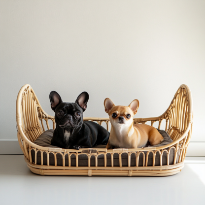Pet bed, wicker dog bed, cat bed, American-style retro solid wood animal house furniture, Teddy Bichon Frise dog mattress - Image 6