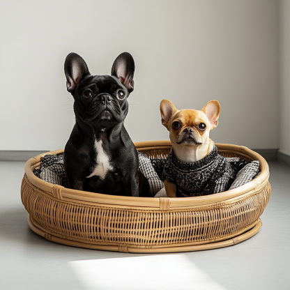 Pet bed, wicker dog bed, cat bed, American-style retro solid wood animal house furniture, Teddy Bichon Frise dog mattress - Image 9