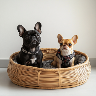 Pet bed, wicker dog bed, cat bed, American-style retro solid wood animal house furniture, Teddy Bichon Frise dog mattress