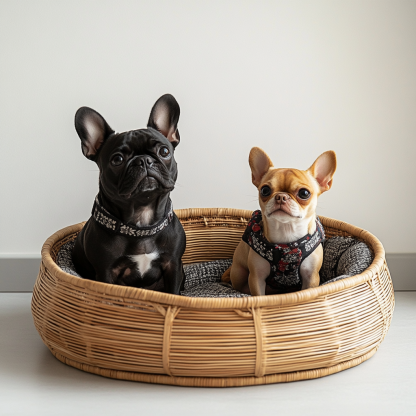 Pet bed, wicker dog bed, cat bed, American-style retro solid wood animal house furniture, Teddy Bichon Frise dog mattress