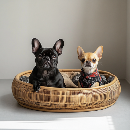 Pet bed, wicker dog bed, cat bed, American-style retro solid wood animal house furniture, Teddy Bichon Frise dog mattress - Image 6