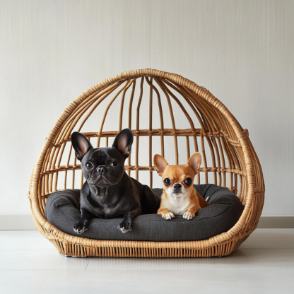 10 Pet beds, wicker dog beds, cat beds, American-style retro solid wood animal house furniture, Teddy Bichon Frise dog bed MATS - Image 8