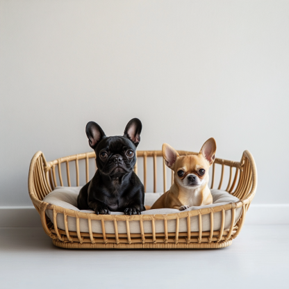 Pet bed, wicker dog bed, cat bed, American-style retro solid wood animal house furniture, Teddy Bichon Frise dog mattress - Image 8