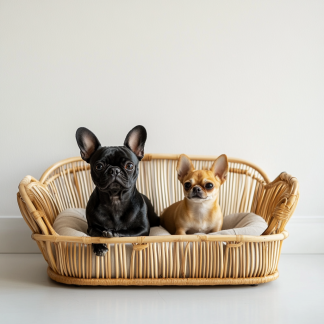 Pet bed, wicker dog bed, cat bed, American-style retro solid wood animal house furniture, Teddy Bichon Frise dog mattress