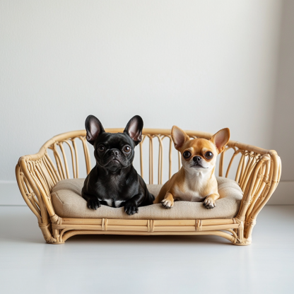 Pet bed, wicker dog bed, cat bed, American-style retro solid wood animal house furniture, Teddy Bichon Frise dog mattress - Image 6